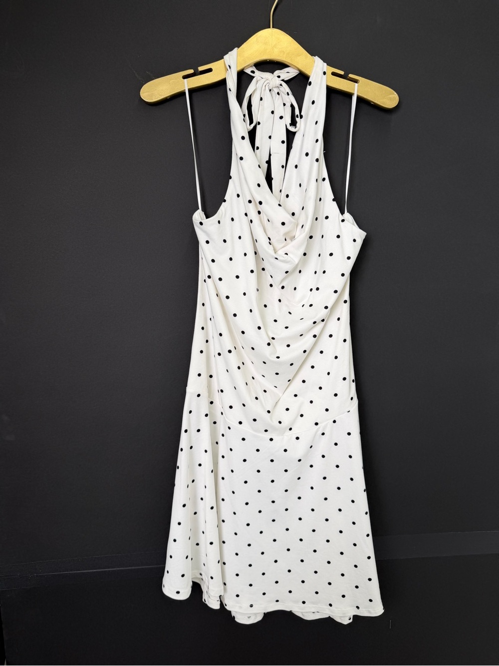 Altar'd State White Strapless Polka Dot Dress with Halter Tie